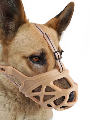 Basket Dog Muzzle for Large Medium Small Dogs German Shepherd (Large / Brown)