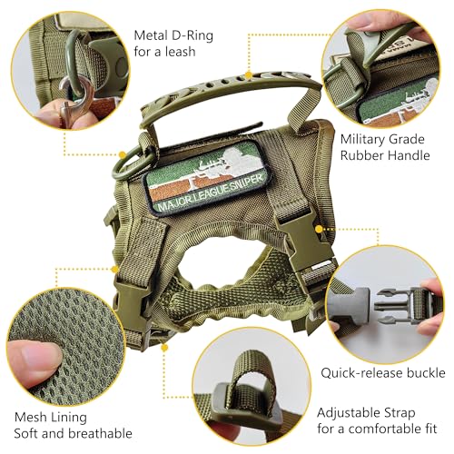 Tactical Cat Harness and Leash for Walking Escape Proof (Army Green and Black)