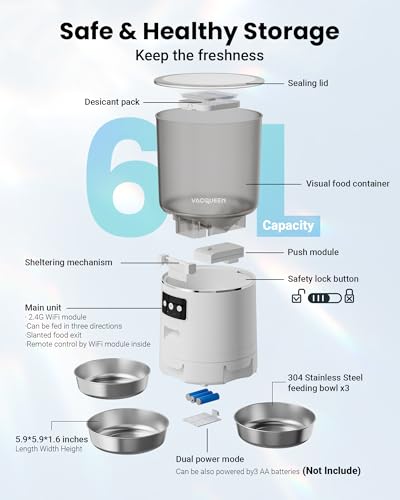 Automatic Cat Feeder for 3 Cats (White)