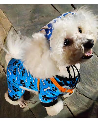 4 Pack Paw Print Fleece Dog Pajamas Warm for Medium Dogs (Large)