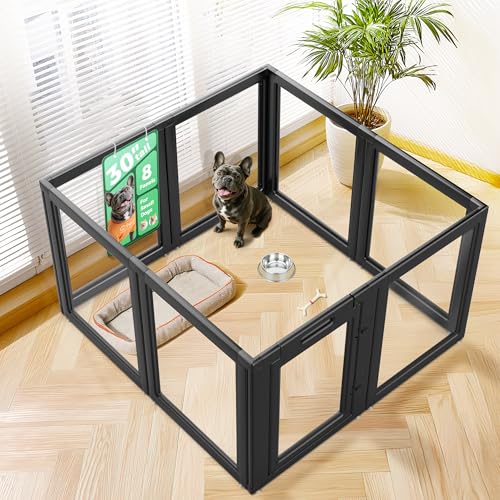 AuraSpace Clear Acrylic Indoor Dog Playpen (Black / 30"H)