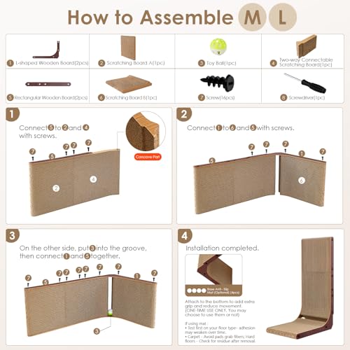 Cardboard Cat Scratcher for Indoor Cats (Dark Brown / 11.4x9.75x19)