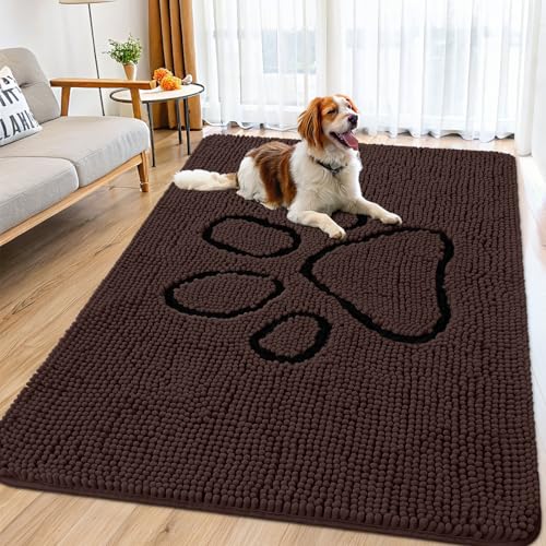 Dog Door Mat for Muddy Paws (71"X46" / Brown and Black)