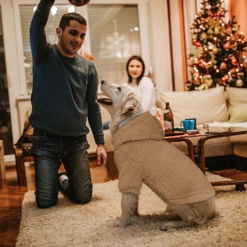 Fuzzy Dog Sweaters for Large Dogs Pet Hoodie Clothes Warm Soft Pet Coats Hooded Sweatshirt Dog Sweaters for Extra Large Dogs (XX-Large / Coffee)
