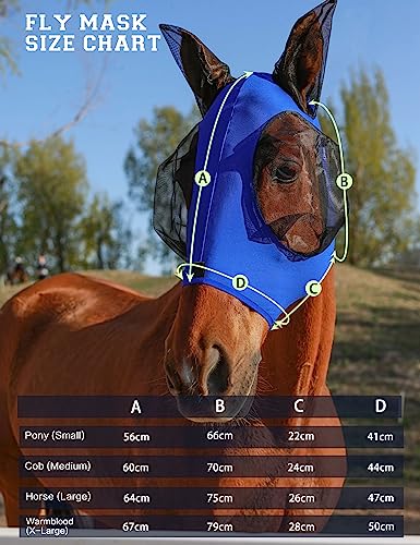 Horse Fly Mask with Ears (Royal Blue / Medium)