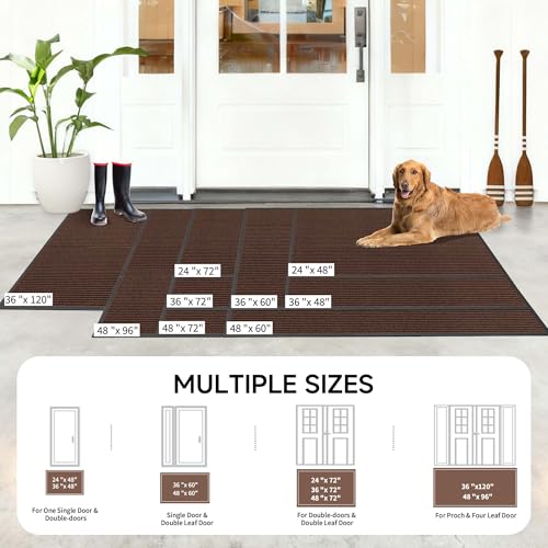 Front Door Mat (2' x 6' (Rectangular) / Brown Striped)