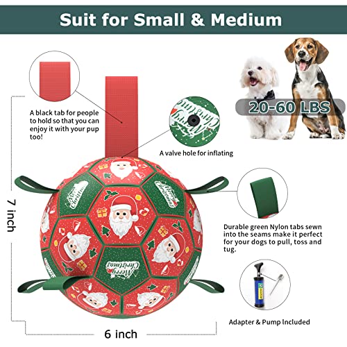 Christmas Dog Balls with Straps (Christmas 1 / Medium Size 2 (6 Inch))