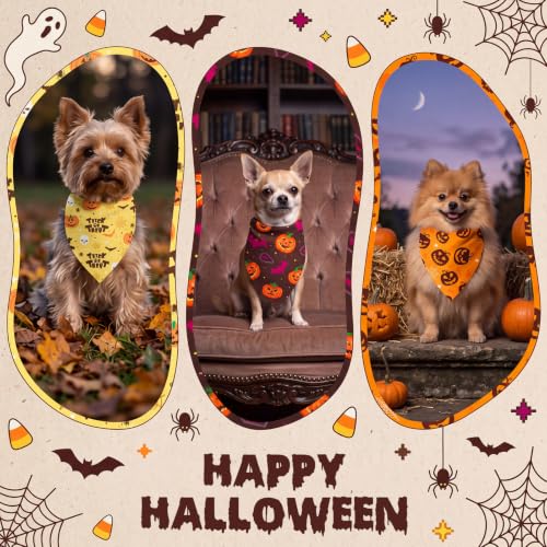 50 Pcs Halloween Dog Bandanas Bulk for Charm Small Pets (Pumpkin Pattern / 19.7 x 13.8 x 13.8 Inch)