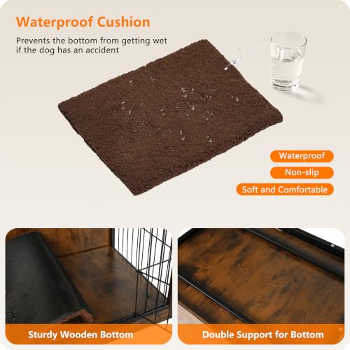 27" Dog Crate Furniture (Rustic Brown / 27.2"L x 20.1"W x 23.6"H)