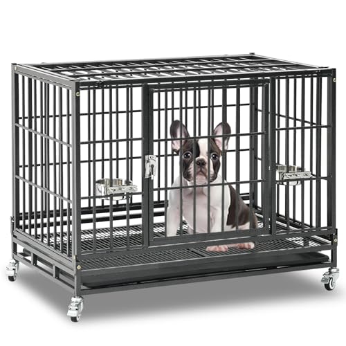 37 Inch Heavy Duty Dog Crate for Medium Dogs (37.0"L x 22.5"W x 29.2"H)