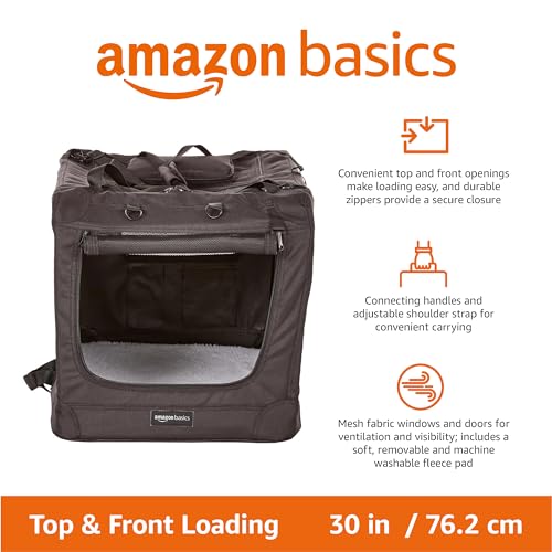 Portable Soft Pet Dog Crate Carrier Kennel with Mesh Windows (BLACK / 30.0"L x 21.0"W x 21.0"H)