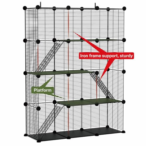 4 Tier Cat Cage Indoor (Extra Large - 41.3"L x 13.8"W x 55.1"H)