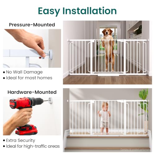 Extra Wide Baby Gate (White / 36.6"-69" W x 30.5" H)