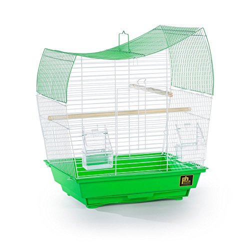 South Beach Wave Top Bird Cage Minimal Assembly (Lime Green / 10.4"L x 0.4"W x 17.6"H)