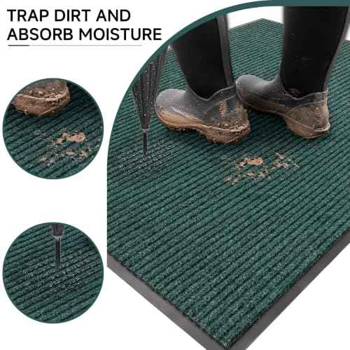 Front Door Mat (4' x 6' (Rectangular) / Green Striped)