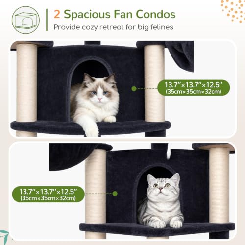 73in Corner Stable Cat Tree for Indoor Cats (Dark Grey / 73 inch)