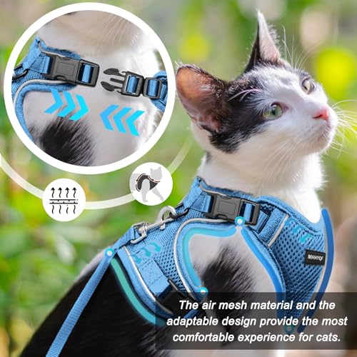 Cat Harness Cat Car Harness and Leash for Walking (Blue / Medium)