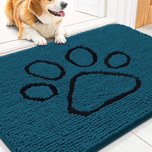 Dog Door Mat for Muddy Paws (30"X20" / Atlantic Blue and Black)
