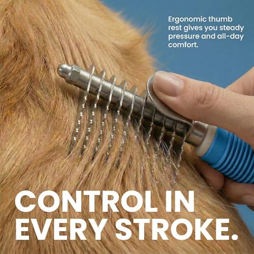 Poodle Dematting Fur Rake Comb Brush for Dogs and Cats (Blue / Dematting Comb)