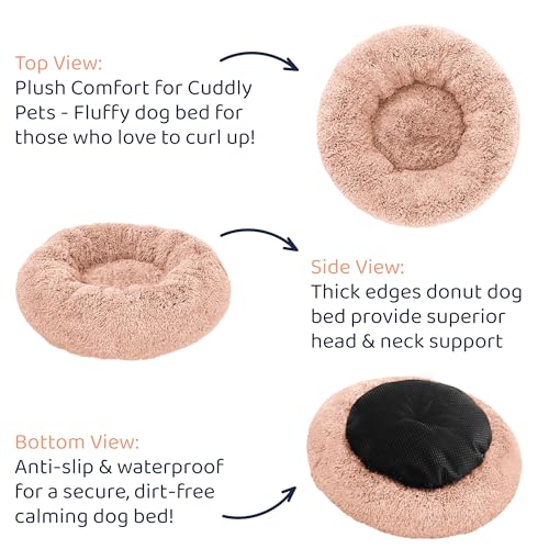 Calming Donut Dog Bed for Small Dogs (Pink / X-Large (45"L x 45"W x 10"Th))