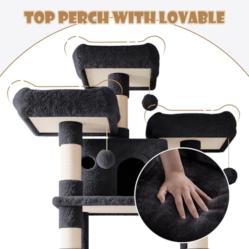 81 Inches Extra Large Cat Tree for Indoor Adult Cats (81in / Dark Grey)