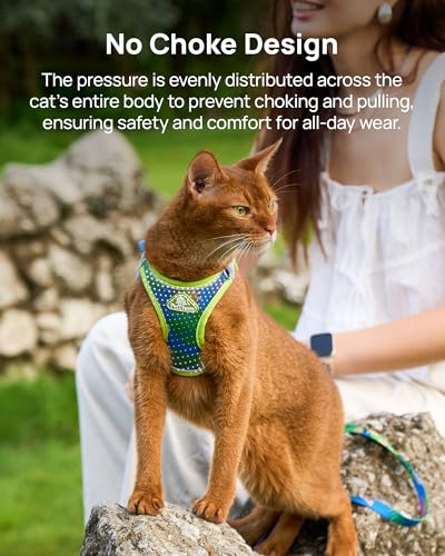 Upgraded Cat Harness and Leash Set (Hawaii Green / S)