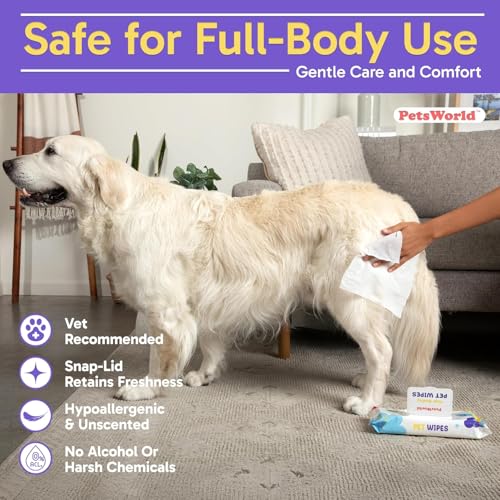 3-in-1 Pet Wipes | Hypoallergenic, Unscented & Biodegradable Grooming Wipes for Body, Paws & Butt | Thick, Durable, Daily Use Pet Cleaning Wipes (50 Count) (50 Count / Unscented)
