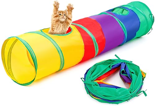 Cat Tunnel for Indoor Cats Kittens Rabbits (Rainbow / Single Tunnel)