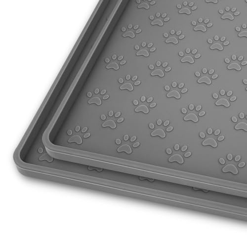 2 Pack Pet Placemat for Dog and Cat (18"L x 12"W - 2 Pack / Grey)