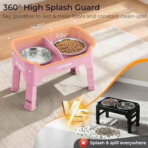 Mess Proof Elevated Dog Bowls (Pink / Small)