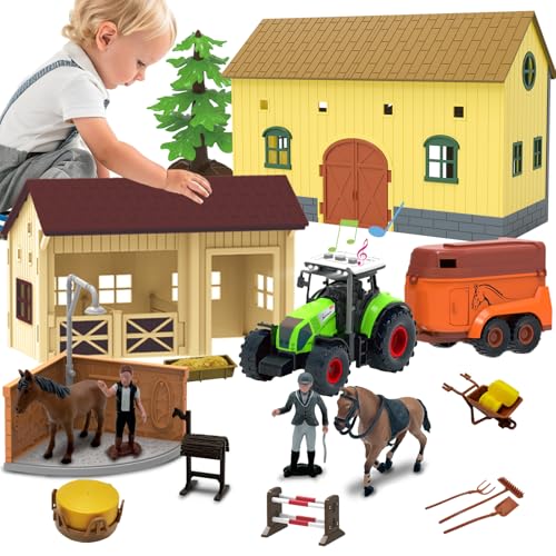 52PCS Farm Animals Toys Set Comes with Warehouse (Horse Washing Field)