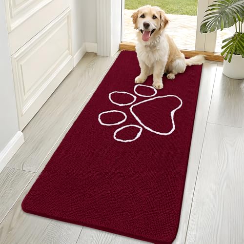 Dog Door Mat for Muddy Paws 70x35 (Burgundy / 70" X 35")