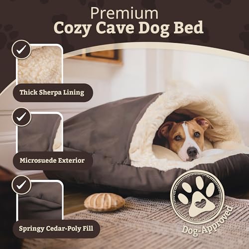 Cozy Cave Dog Bed (25.0"L x 25.0"W x 8.0"Th / Dark Chocolate)