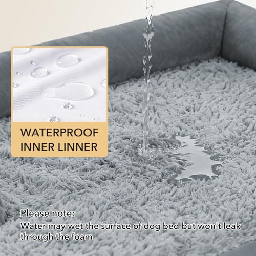 Waterproof Orthopedic Dog Bed for Medium Dogs (Grey / 35.0"L x 22.0"W x 7.0"Th)