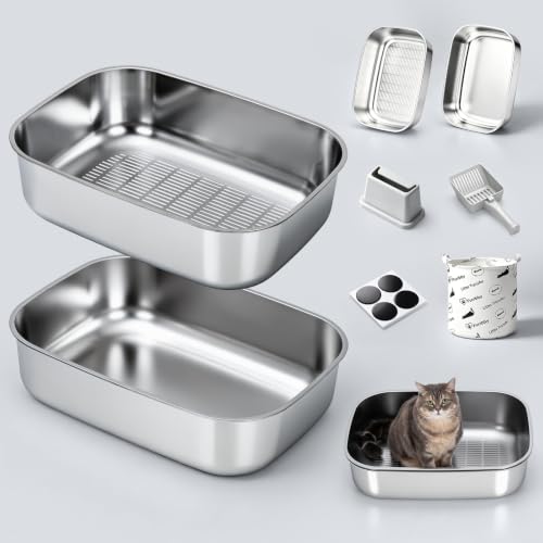Stainless Steel Sifting Litter Box with Lid (X-Large / 22.8 * 16.1 * 6.5 inch - Without Enclosure)