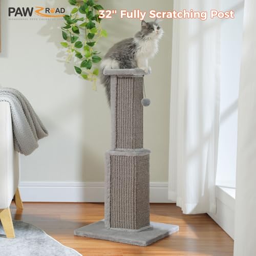 Cat Scratching Post 32” Tall Square Cat Scratcher (Grey)