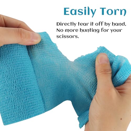 6 Rolls Elastic Self Adhesive Bandage Wrap 4 Inch (4 Inch-6 Count Blue)