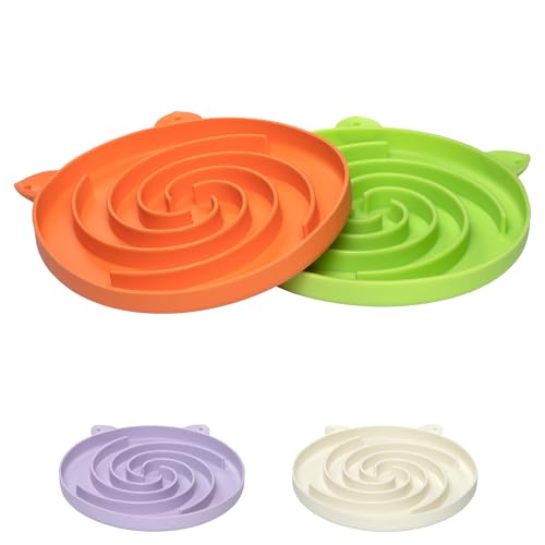 Slow Feeder Cat Bowl (Orange and Cyan)