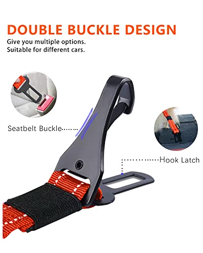 Dog Seat Belt for Car (Set Black+Orange)