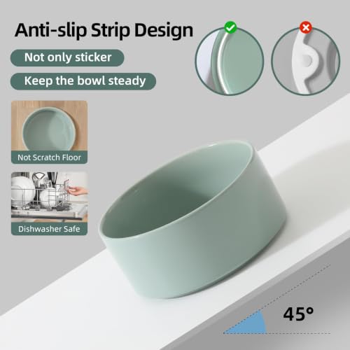 Raised Cat Bowl 6.1” Elevated Ceramic Cat Food and Water Bowl (Light Green)