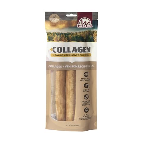 Venison Collagen Cheek Rolls 10" Chews 3pk Pig Ears Substitute (11 Ounce (Pack of 3))