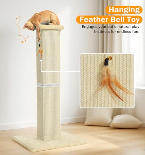 Made4Pets Cat Scratching Post for Indoor Cats (Beige-Sisal)