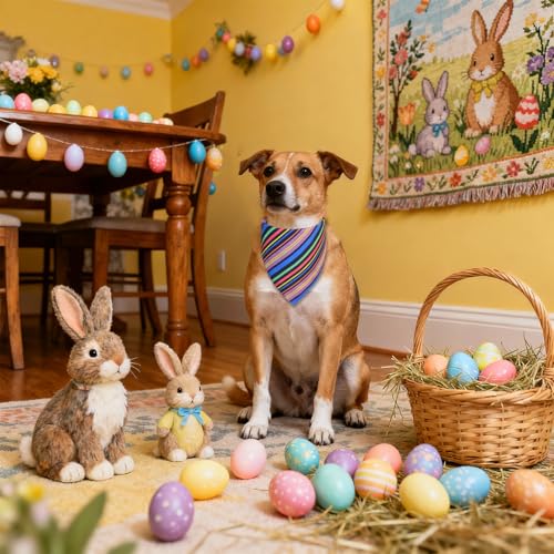 Easter Dog Bandana for Small Medium Dogs (Easter - Navy blue / Small)