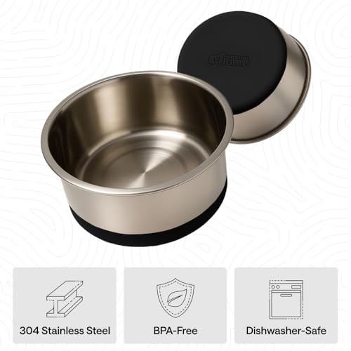 Dog Bowl Food Grade Stainless Steel Water Bowls (Black / 6 Cup - Single Bowl)