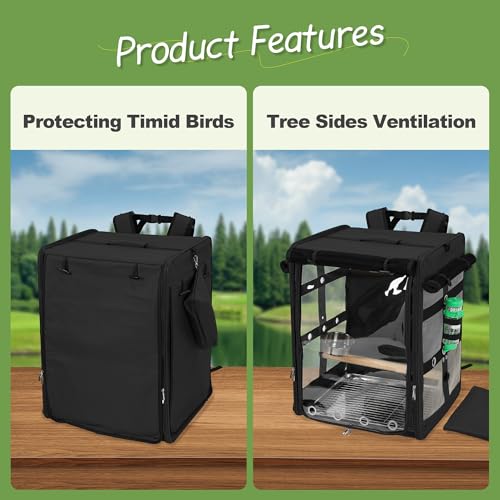 Bird Carrier Travel Cage (17.5"L x 14.8"W x 23.6"H / Black)