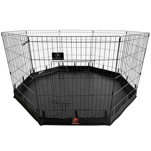Puppy Playpen with Bottom Pad and Door (Black / Small Pen: 30-Inch High)
