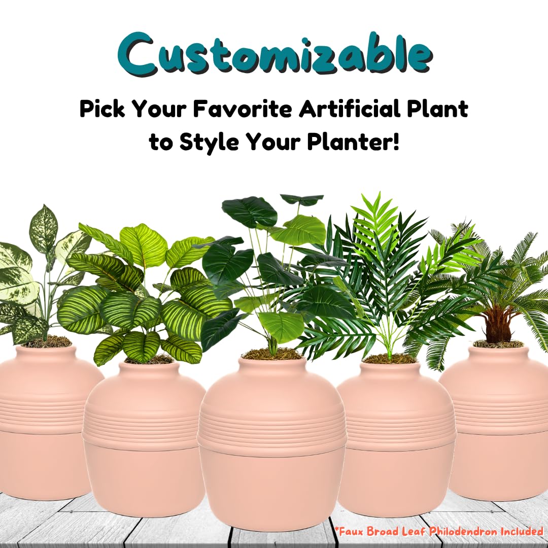 Original Hidden Litter Box Planter (Broad Leaf Philodendron / Base Kit / Blush Coral)