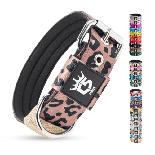 Heavy Duty Thick Dog Collar with Metal Buckle for Large Dogs (L – Fits Neck 18.9"-21.7" / Leopard Print)
