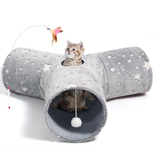 3 Way Cat Tunnel Toy (Grey Self-Luminous / Small)