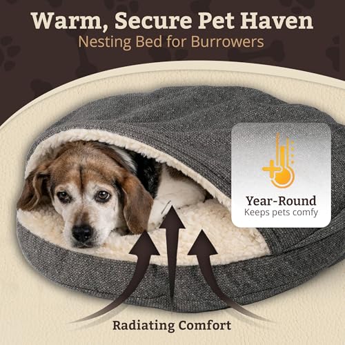 Cozy Cave Dog Bed (25.0"L x 25.0"W x 8.0"Th / Merlin Pewter)